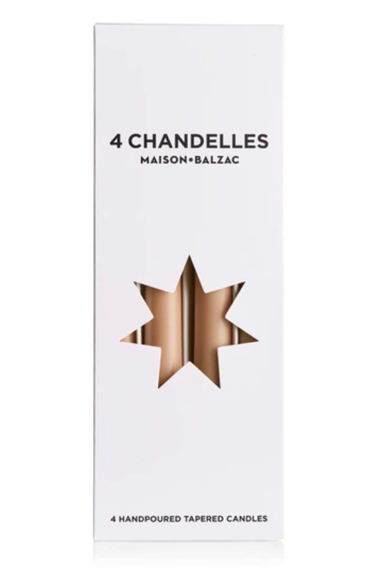 4 chandelles - tapered candles - sable