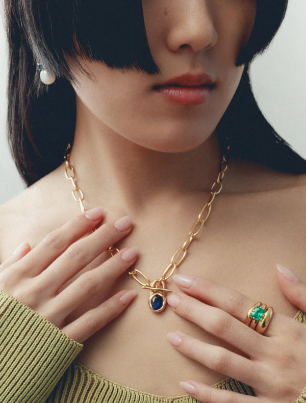 Margot Necklace - Blue and Gold