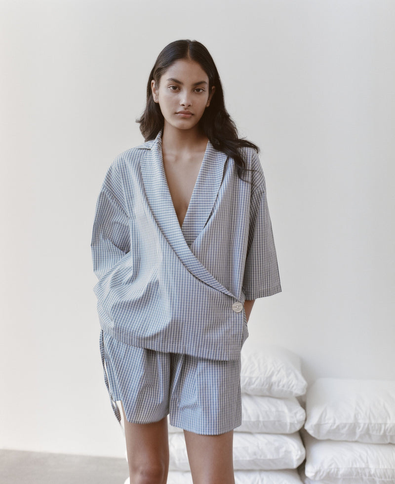 The Asymmetric Short Set - Blue Check