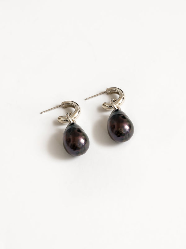 Suki Black Pearl Earrings - Sterling Silver