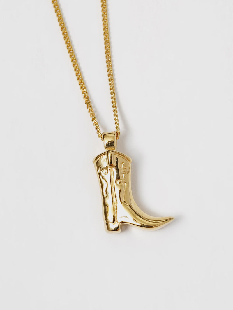 Cowboy Boot Charm Necklace - Gold