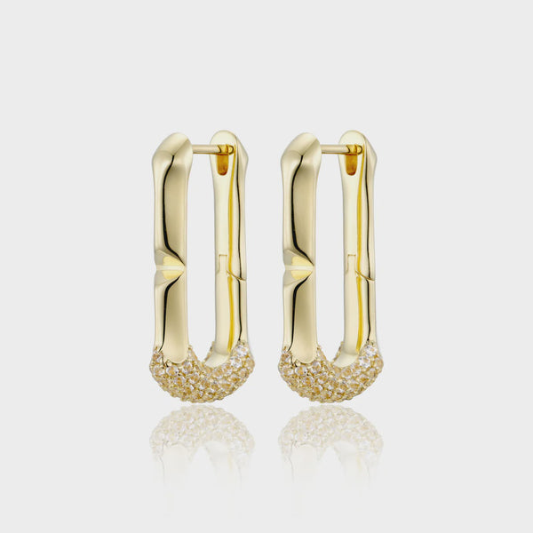 Knife Edge Link Earrings - Brass + 18k Gold + Topaz