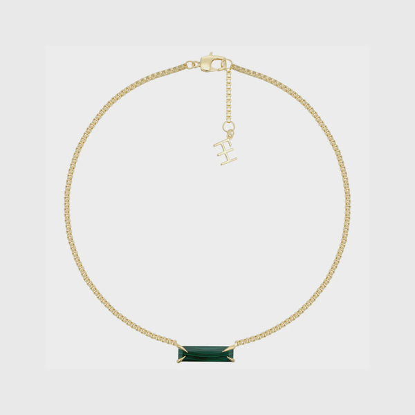 Wild Box Chain Necklace - Brass + 18k Gold + Malachite